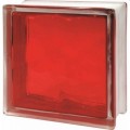 1919  8 W Brilly piros anyagában színezett, átlátszó, hullámos üvegtégla 19x19x8 cm 