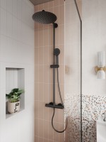 Ferro Trevi Black zuhanyrendszer termosztátos csapteleppel, fekete NP75-TRV7U-BL