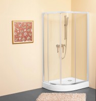 Kolpa San SQ Line TKP 100x100 cm íves zuhanykabin ezüst kerettel, átlátszó üveggel
