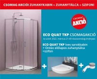 Kolpa San Eco Quat  TKP 80x80 cm íves zuhanykabin + Ontex 80x80 cm zuhanytálca + szifon CSOMAG AKC