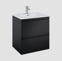 Elita Unit Split 60 cm MATT fekete fürdőszoba bútor 2 fiókkal kerámia mosdóval