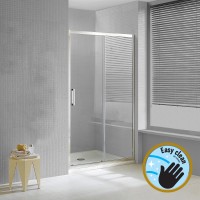 Wellis Premier 110 cm zuhanyajtó két fal közé, 1 tolóajtóval, átlátszó üveggel + Easy Clean bevonatt