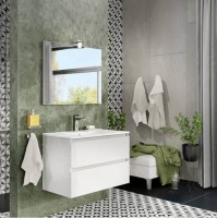 Bianco Lucido 60 cm komplett fürdőszobabútor szett, mosdóval, tükörrel, világítással együtt