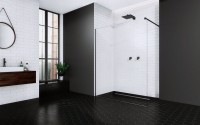 Radaway Modo New Black II 90 Walk-in zuhanyfal, átlátszó üveggel, matt fekete profillal