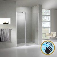 Wellis Pure 90 cm zuhanyajtó két fal közé, 1 nyílóajtóval, átlátszó üveggel + Easy Clean