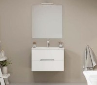 Savini Iris 60 cm komplett fürdőszobabútor SZETT, magasfényű fehér színben, mosdóval, tükörrel és vi