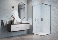 H2O Comfort C 80x80 cm szögletes, tolóajtós zuhanykabin, átlátszó üveggel, króm profillal
