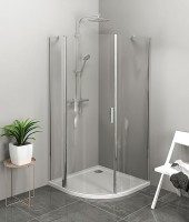Sapho Zoom Line 90x90 cm balos íves zuhanykabin, átlátszó üveggel, króm profillal