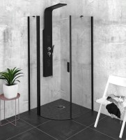 Sapho Zoom Line Bl90x90 cm íves zuhanykabin BALOS nyitással, átlátszó üveggel, matt fekete profillal