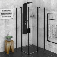 Sapho Zoom Line Black 90x90 cm szögletes zuhanykabin nyíló ajtókkal, átlátszó üveggel, fekete profil