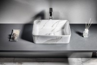 Sapho Dalma 48x38 cm pultra tehető mosdó, fehér márvány színben MM517