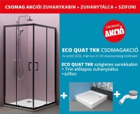 Kolpa San Eco Quat TKK 90x90 cm szögletes zuhanykabin fekete kerettel + Trin 90x90 cm zuhanytálca + 