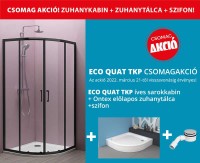 Kolpa San Eco Quat TKP 90x90 cm íves zuhanykabin fekete kerettel + Ontex 90x90 cm zuhanytálca + szif