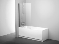 Ravak PVS1-80 fix, keret nélküli kádparaván, matt fekete profil + átlátszó üveg