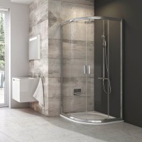 Ravak Blix BLCP4 íves 80x80 cm tolóajtós zuhanykabin, fényes króm kerettel, átlátszó üveggel