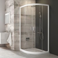 Ravak Blix BLCP4 íves 80x80 cm tolóajtós zuhanykabin, fehér kerettel, átlátszó üveggel