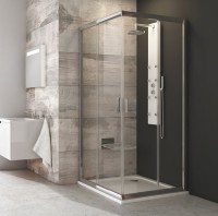 Ravak Blix BLRV2 szögletes 80x80 cm tolóajtós zuhanykabin, fényes króm kerettel, átlátszó ü
