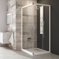 Ravak Blix BLRV2 szögletes 80x80 cm tolóajtós zuhanykabin, fehér kerettel, átlátszó üveggel