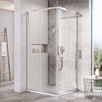 Ravak Blix Slim BLSRV2 szögletes 80x80 cm tolóajtós zuhanykabin, fényes króm kerettel, átlátszó üveg