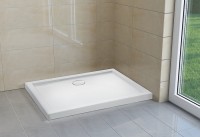H2O Nero D Slim (lapos) szögletes, aszimmetrikus akril zuhanytálca 100x80x5,5 cm + ajándék szifo