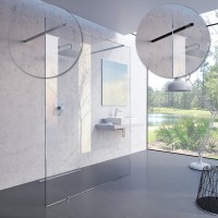 Ravak Walk-In Free zuhanyfal 130 cm, fényes króm vagy fekete merevítővel