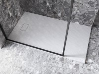 Besco Vexo Ultraslim, kőhatású, szögletes 80x100 cm zuhanytálca, fehér + szifonnal együtt