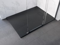 Besco Vexo Ultraslim, kőhatású, szögletes 80x100 cm zuhanytálca, fekete + szifonnal együtt