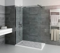 Roltechnik Calida CI TWF 900 Walk In zuhanyfal 90 cm, fekete kerettel, nyomtatott mintás üveggel +