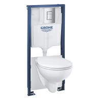 Grohe Solido 5 az 1-ben falsík alatti WC tartály szett, nyomólappal, Bau Ceramic WC-vel együtt 39586
