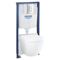 Grohe Rapid SL 5 az 1-ben falsík alatti WC tartály szett, Arena Cosmo króm nyomólappal, Euro Ceramic