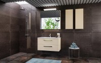 Tboss Ohana fali fürdőszobabútor 2 fiókkal, kerámia mosdóval, 3 féle fogantyúval, 33 színben
