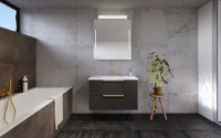 Tboss Carvea 60 fali alsó fürdőszobabútor 2 fiókkal, kerámia mosdóval, 3 féle fogantyúval,
