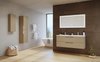 Tboss Carvea 120 2F fali alsó fürdőszobabútor 2 fiókkal, kerámia mosdóval, 3 féle fogantyúv