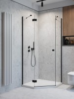 Radaway Essenza PTJ ötszögletű zuhanykabin, nyíló ajtóval, fekete profillal