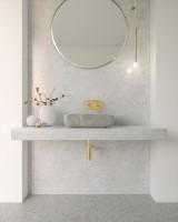 Invena Florina pultra tehető 40x51 cm szögletes mosdó, szürke márványmintás színben