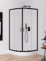 New Trendy Suvia Black 90x90 cm íves zuhanykabin, Active Shield vízlepergető üvegbevonattal + Suvia 
