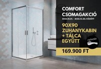 H2O Comfort C szögletes, króm zuhanykabin 90x90 cm + Nero C előlapos zuhanytálca SZETT H2O Comfort C szögletes, króm zuhanykabin 90x90 cm + Nero C előlapos zuhanytálca SZETT