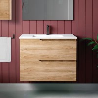 Coycama Vital Capri 80 cm alsó fürdőszobabútor, Onix New porcelán mosdóval, Natural Oak színben Coycama Vital Capri 80 cm alsó fürdőszobabútor, Onix New porcelán mosdóval, Natural Oak színben