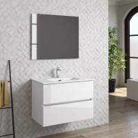 Coycama Dorian 80 cm alsó fürdőszobabútor, Onix New porcelán mosdóval, magasfényű fehér színben Coycama Dorian 80 cm alsó fürdőszobabútor, Onix New porcelán mosdóval, magasfényű fehér színben