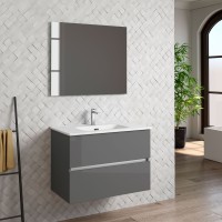 Coycama Dorian 80 cm alsó fürdőszobabútor, Onix New porcelán mosdóval, magasfényű fehér színben Coycama Dorian 80 cm alsó fürdőszobabútor, Onix New porcelán mosdóval, magasfényű fehér színben