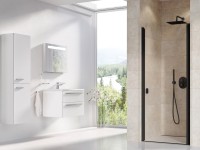 Ravak Chrome CSD1 90 cm nyíló zuhanyajtó, fekete profillal