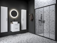 Ravak Blix II NBLDP4 150 cm zuhanyajtó, tolóajtóval, fekete kerettel