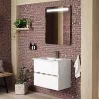 Coycama Gaia 60 cm alsó fürdőszobabútor, Onix New porcelán mosdóval, magasfényű fehér színben