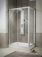 Sanimix szögletes 80x120 cm zuhanykabin tolóajtóval + alacsony zuhanytálcával + szifonnal együtt 22.