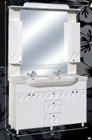 Guido Porcelán Óceán 130 komplett fürdőszoba bútor, sima tükörrel, mosdókagylóval