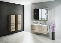 Tboss Milano 120 alsó fali fürdőszobabútor 4 fiókkal, 2 medencés mosdóval, 2 csaplyukkal, 34 színben