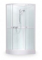 Roltechnik Project Line Simple komplett, 90x90 cm íves hátfalas zuhanykabin, zuhanytálcával és zuhan