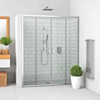 Roltechnik LLD4 - 1400 négyrészes elhúzható zuhanyajtó, átlátszó biztonsági üveggel