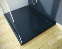 Besco Axim Ultraslim fekete, matt kő hatású szögletes 120x80 cm zuhanytálca