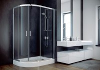 Besco Modern 100x80x185 cm íves aszimmetrikus zuhanykabin, 3 féle üveggel választható